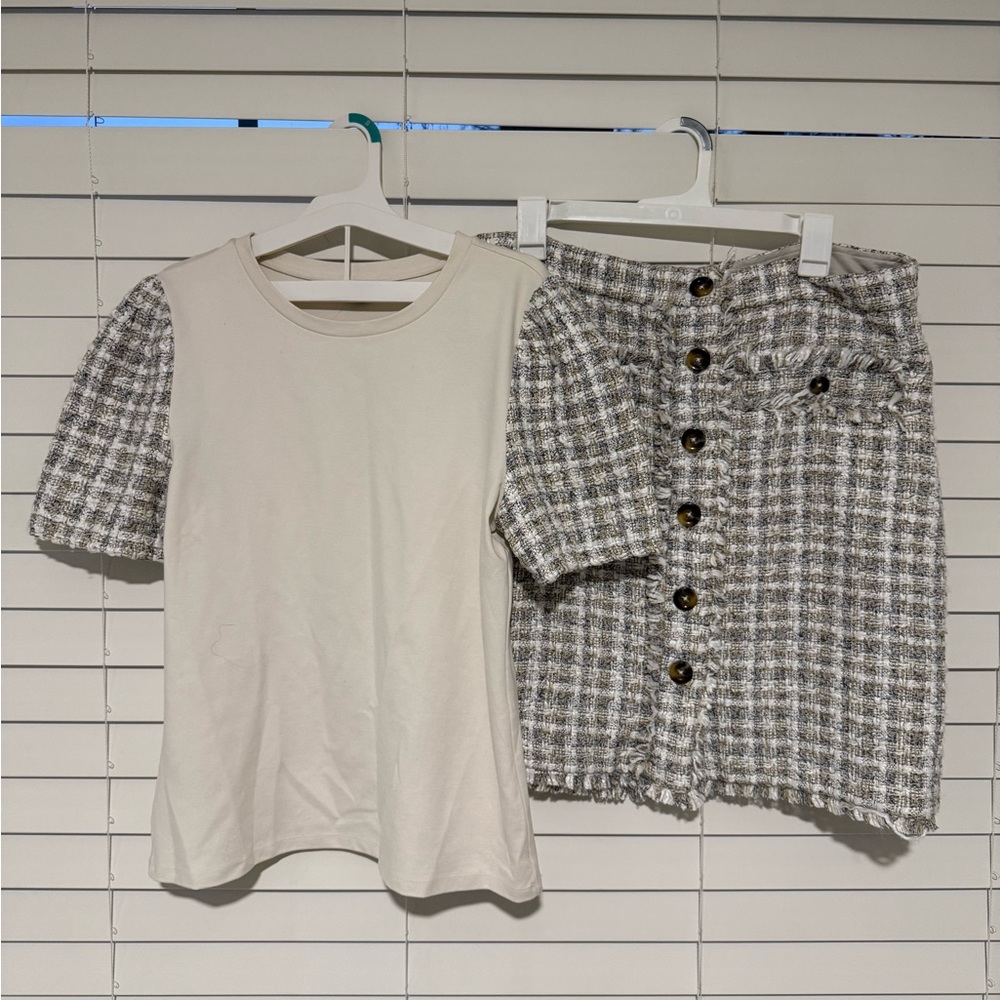 Ann Taylor plaid shirt and Skirt Set